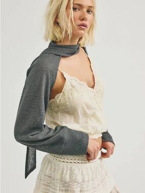 NWT Free People Sol Scarf Bolero/ Charcoal/ Medium